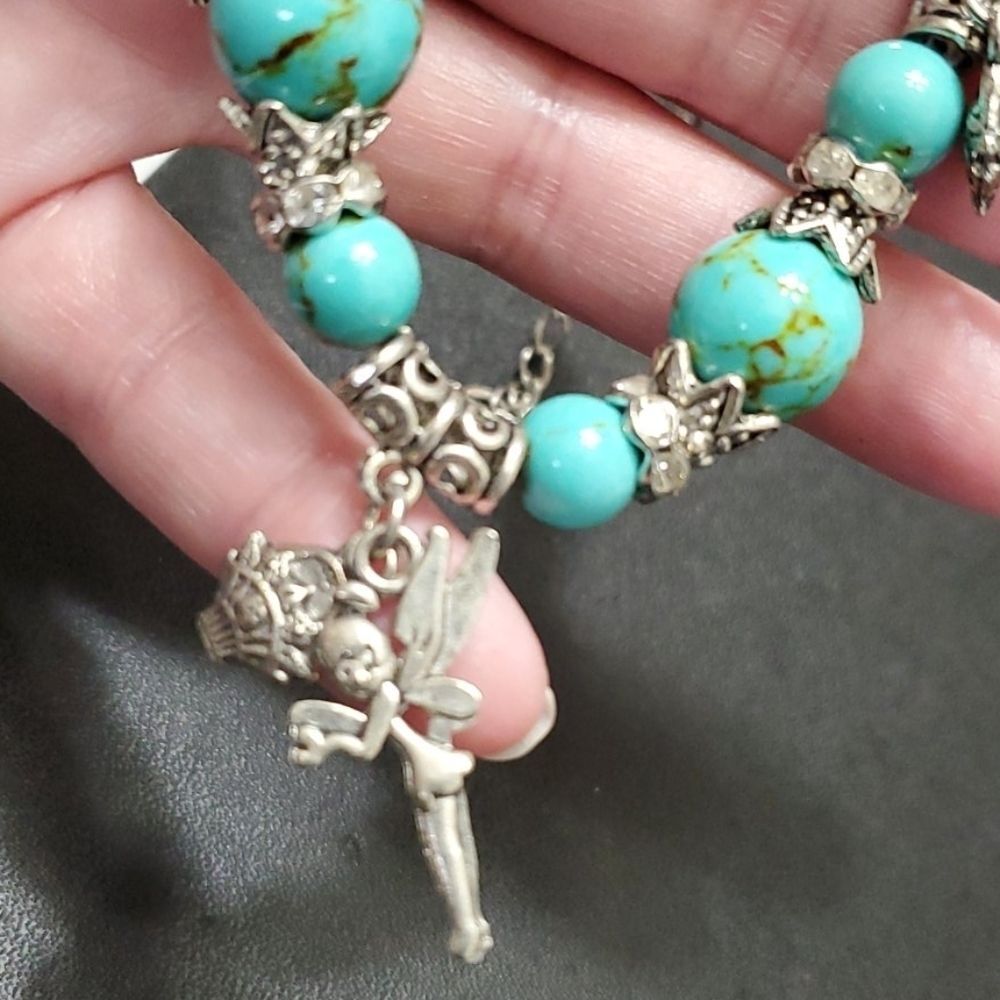 Silver tone fairy charm bracelet 7.25-10"